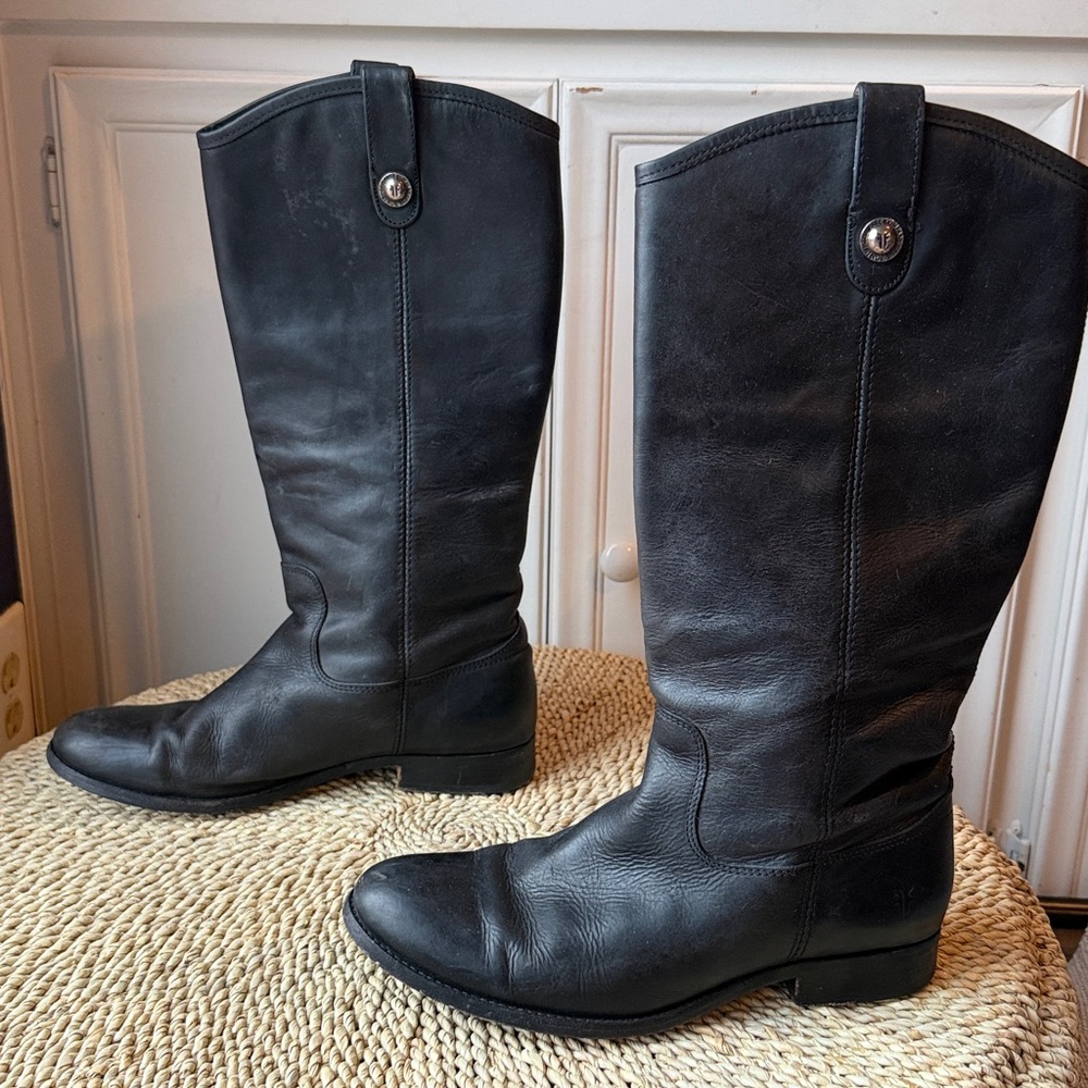 Frye Melissa Tall Black Leather Riding Boots Women’s Size 10 Classic & Timeless - Picture 7 of 14